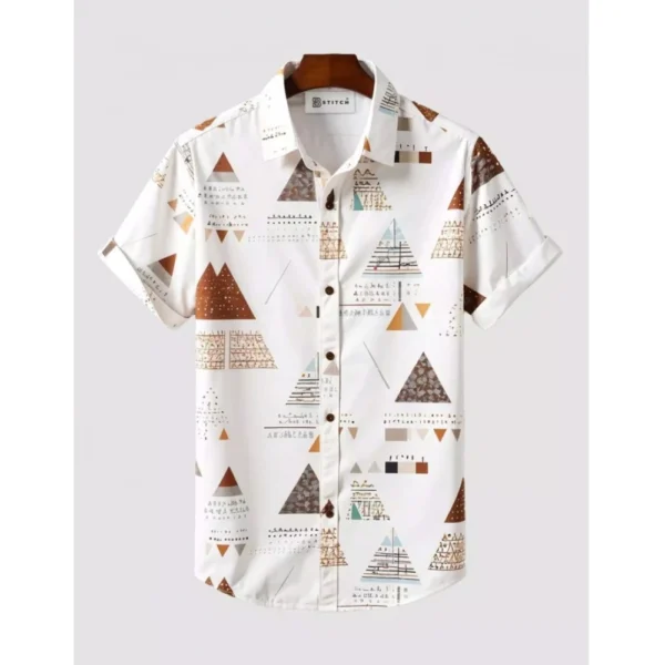 Generic Men's Lycra Printed Half Sleeve Shirt and Shorts Set (White)