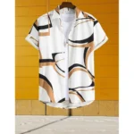 Generic Men's Lycra Printed Half Sleeve Shirt and Shorts Set (White Gold) - Image 4