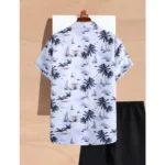 Generic Men's Lycra Printed Half Sleeve Shirt and Shorts Set (White) - Image 4