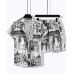 Generic Men's Lycra Printed Half Sleeve Shirt and Shorts Set (White)