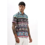 Generic Men's Linen Printed Half Sleeve Shirt (Multicolor) - Image 3