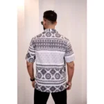 Generic Men's Linen Printed Half Sleeve Shirt (Black White) - Image 4