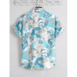 Generic Men's Popcon Lycra Printed Half Sleeve Shirt (Aqua Blue) - Image 3