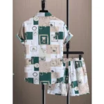 Generic Men's Lycra Printed Half Sleeve Shirt and Shorts Set (Green) - Image 4