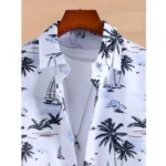 Generic Men's Lycra Printed Half Sleeve Shirt and Shorts Set (White) - Image 3