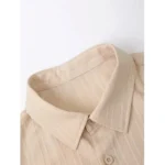 Generic Men's Popcon Striped Half Sleeve Shirt and Shorts Set (Cream) - Image 3