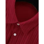 Generic Men's Popcon Striped Half Sleeve Shirt and Shorts Set (Maroon) - Image 3