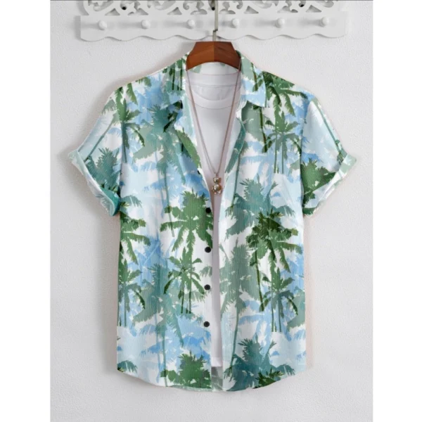 Generic Men's Popcon Lycra Printed Half Sleeve Shirt (Green)