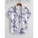 Generic Men's Popcon Lycra Printed Half Sleeve Shirt (Purple)