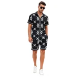 Generic Men's Lycra Printed Half Sleeve Shirt and Shorts Set (Black ) - Image 3
