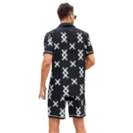 Generic Men's Lycra Printed Half Sleeve Shirt and Shorts Set (Black ) - Image 4