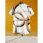 Generic Men's Lycra Printed Half Sleeve Shirt and Shorts Set (White Gold) - Image 3