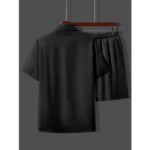 Generic Men's Popcon Solid Half Sleeve Shirt and Shorts Set (Black) - Image 4
