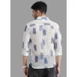 Generic Men's Cotton Knit Printed Full Sleeve Shirt (White Blue) - Image 4