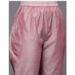 Generic Women's Chanderi Embroidered 3/4th Sleeve Kurti With Pant And Dupatta Set (Pink) - Image 3