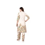 Generic Women's Cotton Printed 3/4th Sleeve Kurti With Pant (Cream ) - Image 3
