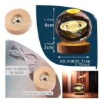Generic Wood 3D Saturn Crystal Ball Lamp Lamp with USB Powered (Transparent) - Image 3