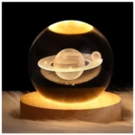Generic Wood 3D Saturn Crystal Ball Lamp Lamp with USB Powered (Transparent)