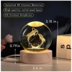 Generic Wood 3D Dolphin Crystal Ball Night Light Dolphin Love (Transparent) - Image 2