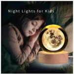 Generic Wood 3D Moon Crystal Ball Night Lamp Colorful LED Wooden for Moon (Transparent) - Image 3