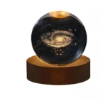Generic Wood 3D Galaxy Crystal Ball Night Lamp LED Wooden for Galaxy Warm White (Transparent) - Image 3