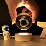 Generic Wood 3D Dolphin Crystal Ball Night Light Dolphin Love (Transparent) - Image 3