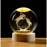 Generic Wood 3D Dolphin Crystal Ball Night Light Dolphin Love (Transparent)