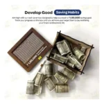 Generic Wood Piggy Bank Wooden Coin Box with Carved Design for Kids (Brown) - Image 3