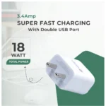 Generic VOXEL 18 Watt Double Usb Port Charger AB Plastic (White) - Image 2