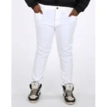 Generic Men's Cotton Blended Solid Plus Size Jeans (White)