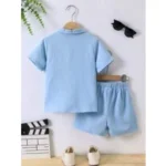 Generic Kid's Lycra Printed Casual wear Shirt And Shorts Set (SkyBlue) - Image 3