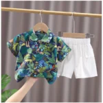 Generic Kid's Lycra Printed Casual wear Shirt And Shorts Set (Blue) - Image 3
