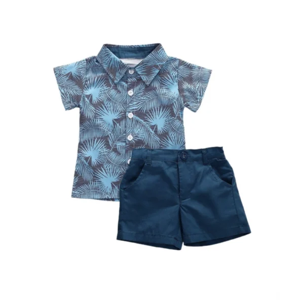 Generic Kid's Lycra Printed Casual wear Shirt And Shorts Set (SkyBlue)