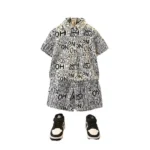 Generic Kid's Lycra Printed Casual wear Shirt And Shorts Set (White) - Image 3