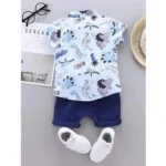 Generic Kid's Lycra Printed Casual wear Shirt And Shorts Set (Multicolor) - Image 3
