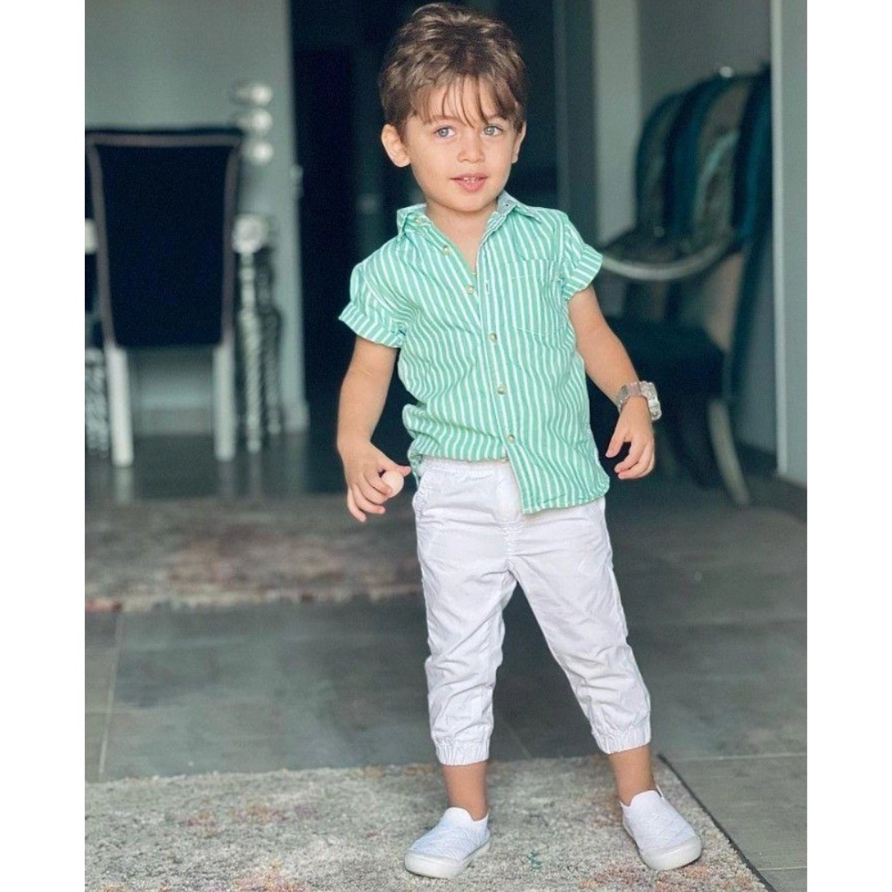 54357472811_cfec0b9054_o_d-1000x1000-1.webp Generic Kid's Lycra Printed Casual wear Shirt And Shorts Set (Green) - Image 1