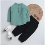 Generic Kid's Lycra Printed Casual wear Shirt And Shorts Set (Green)