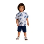 Generic Kid's Lycra Printed Casual wear Shirt And Shorts Set (SkyBlue)