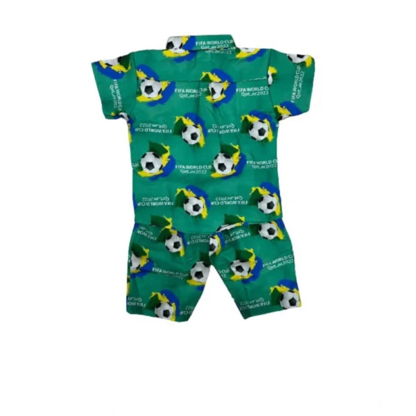 Generic Kid's Lycra Printed Casual wear Shirt And Shorts Set (Green)