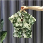 Generic Kid's Lycra Printed Casual wear Shirt And Shorts Set (Green) - Image 3