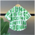 Generic Kid's Lycra Printed Casual wear Shirt And Shorts Set (Green) - Image 3