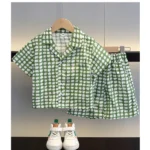 Generic Kid's Lycra Printed Casual wear Shirt And Shorts Set (Green) - Image 3
