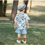 Generic Kid's Lycra Printed Casual wear Shirt And Shorts Set (Sky) - Image 3