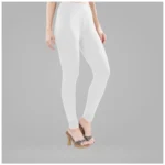 White Cotton Churidar Leggings - Angle 5