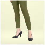 Olive Green Ankle Leggings - Angle 4