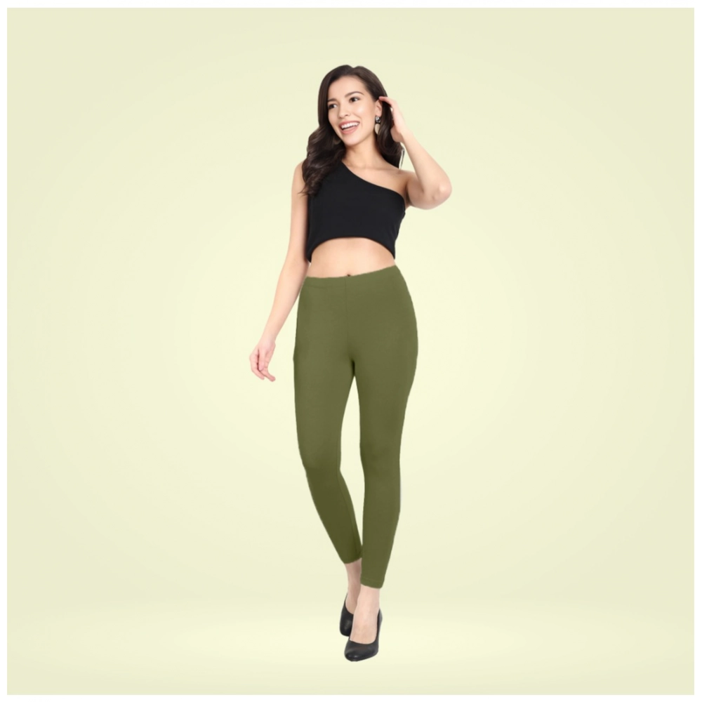 Olive Green Ankle Leggings