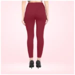 Women's Maroon Ankle Leggings - Angle 4