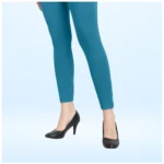 Women's Blue Ankle Leggings - Angle 3