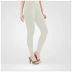 White Cotton Churidar Leggings - Angle 5