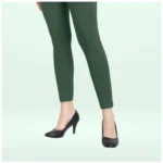 Bottle Green Ankle Leggings - Angle 3